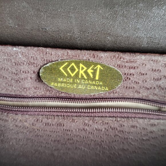 Vintage CORET Croc-Embossed Leather Shoulder Bag I Brown I Made in Canada - Picture 10 of 11